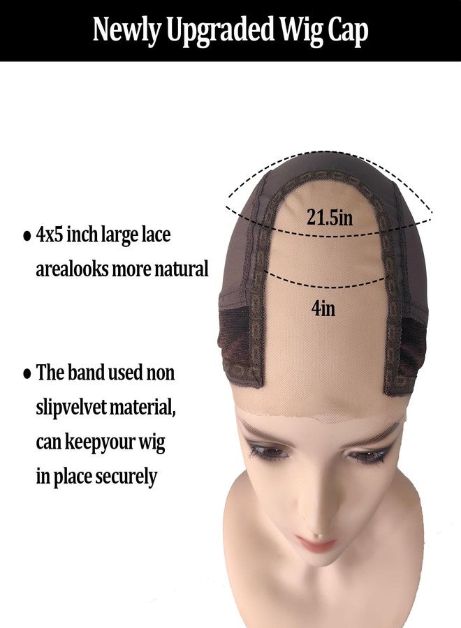 Bolsdoic Lace Wig Cap for Women,Non-Slip Wig Cap with Velvet Grip Band, 4x5 Transparent Lace Front Glueless Wig Gripper for Keeping Wigs，Adjustable Elastic Headband（Brown） - Image 2
